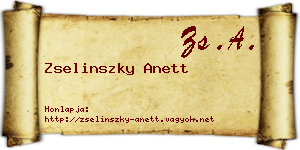 Zselinszky Anett névjegykártya